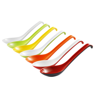 Swan美耐皿仿瓷餐具吃饭调羹简约日式小塑料餐厅甜品汤勺子套装