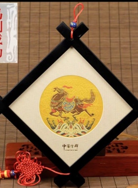 南京云锦井架木质工艺品挂件红色福字家居礼品摆件挂饰商务礼品