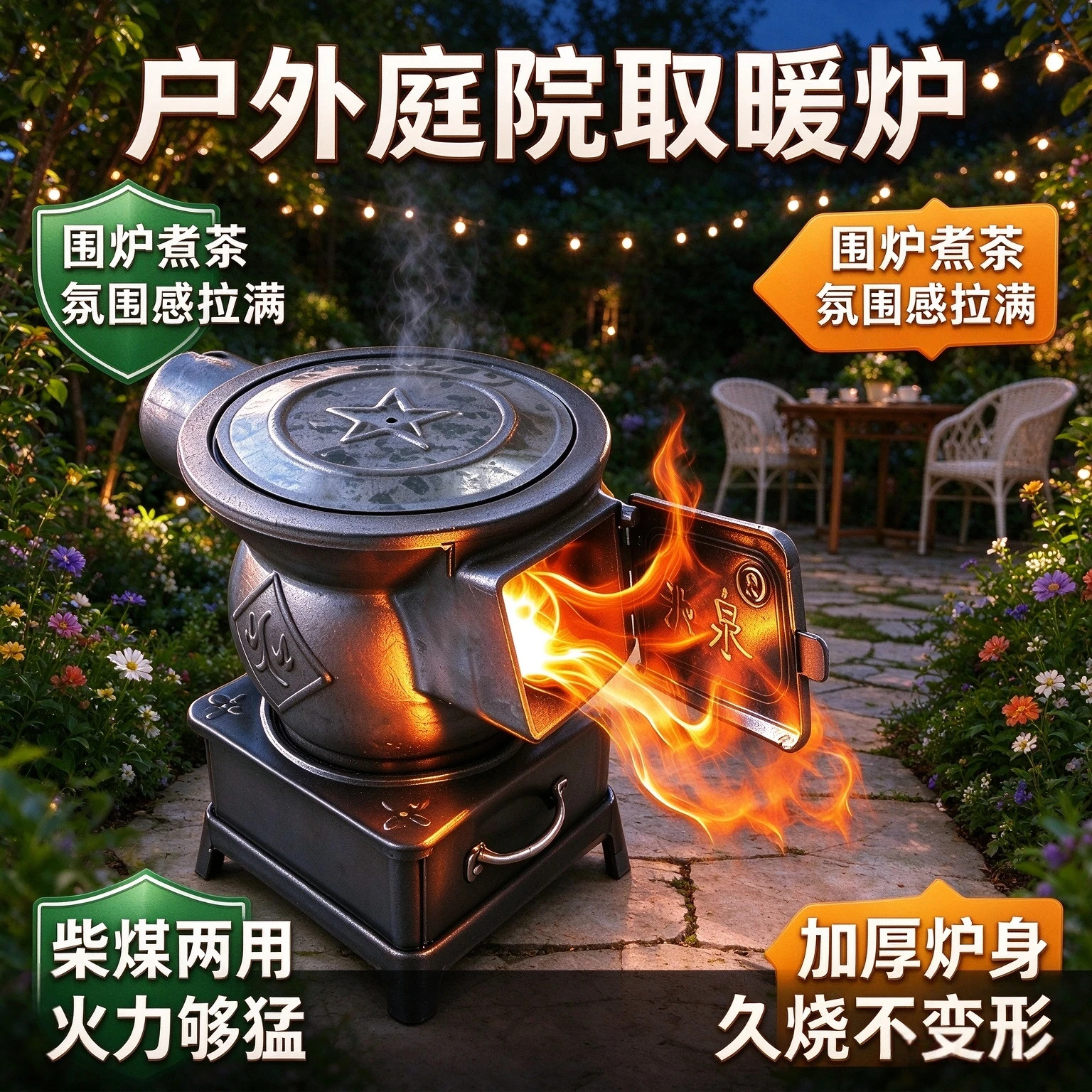 取暖炉铸铁炉室内柴煤两用烤火炉老式煤炉养殖升温炉炮弹炉憋气炉