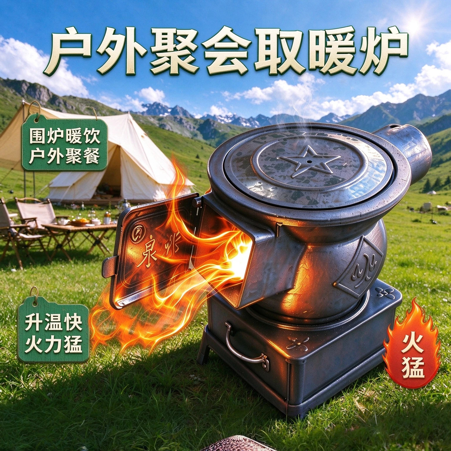 新款通炕取暖加厚炮弹炉球墨铸铁室内加通农村家用两用取暖炉烧水
