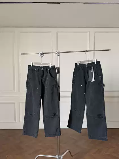 Erd Melancholic Rich Second Generation 25Ss Double Knee Patterned Rivet Lumberjack Work Pants Street Style