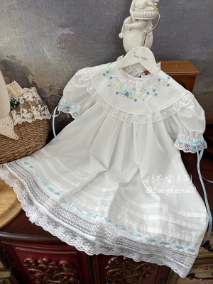 西班牙童装女童夏季传家宝连衣裙洋气六一儿童节公主生日裙小白裙