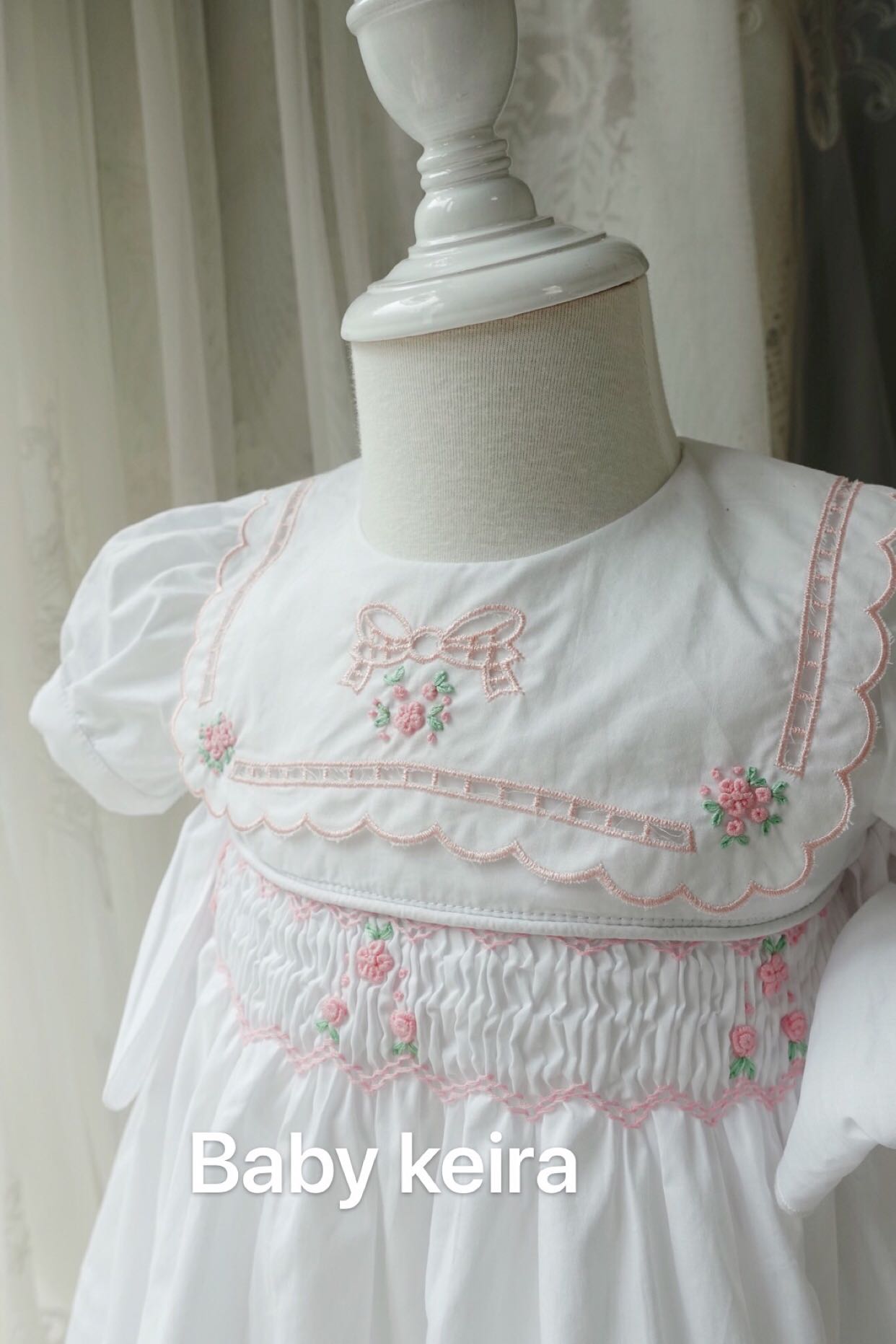 夏季镂空白色纯棉女宝公主风洋装