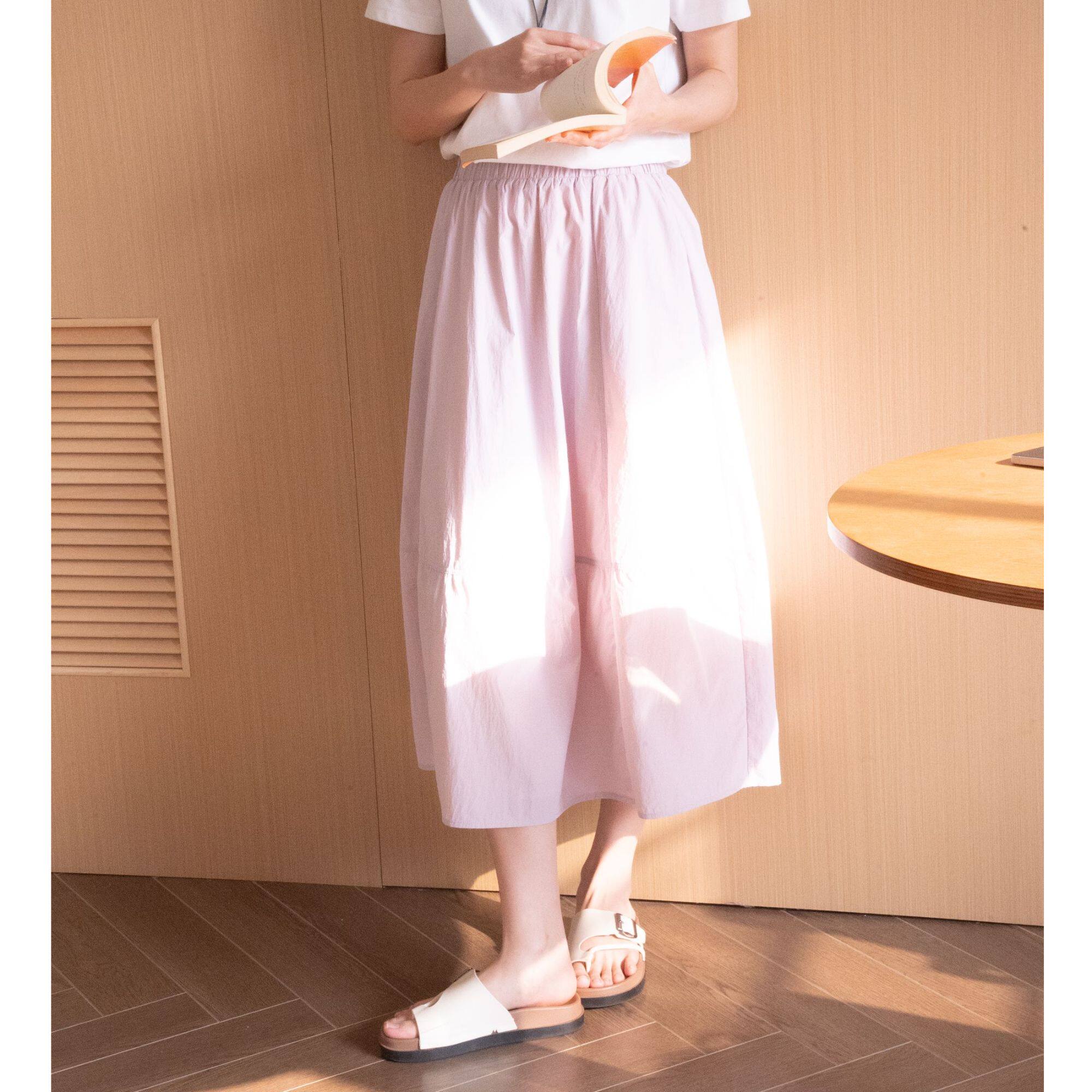 法式中长款紫色裙子半身裙女夏2026新款今年流行花苞裙宽松