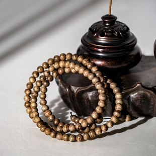 中国沉香文化博物馆青州莞香沉香珠链0.6x108x9.5g