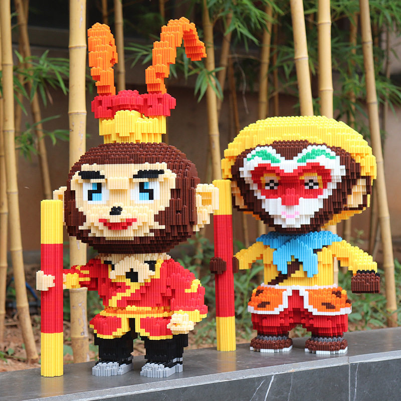 鑫哲串联颗粒孙猴子齐天大圣积木益智拼装玩具猴造型摆件diy玩具