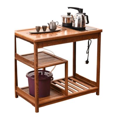 红木茶车小茶桌鸡翅木茶盘实木移动家用带轮茶水柜功夫茶几泡茶台