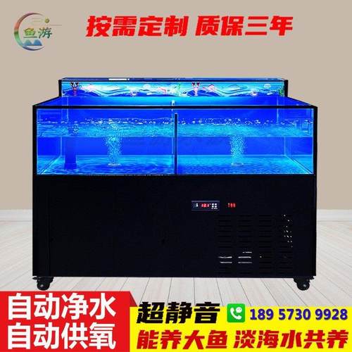一层海鲜鱼缸制冷机一体饭店专用小型贝类池海鲜缸海鲜池商用定制