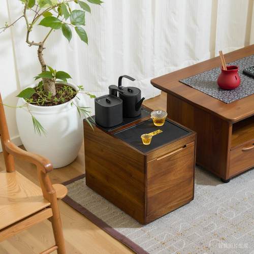 移动茶台家用小茶车茶水柜实木阳台小茶桌侧边矮柜烧水壶一体茶几