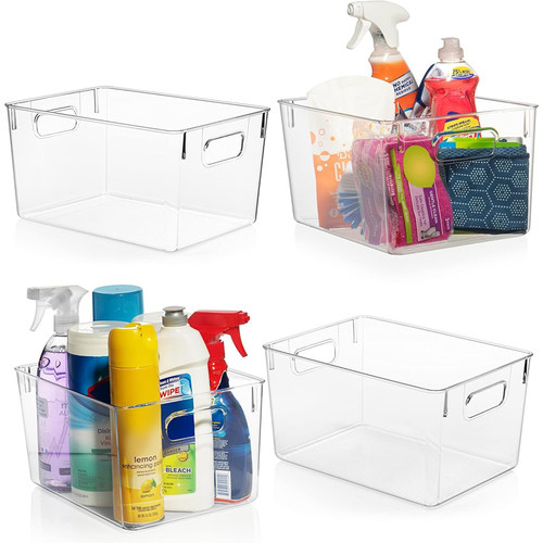Home and Kitchen Organization Plastic clear storage bins box