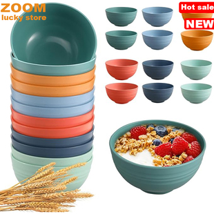 8pcs Cereal Bowls Set Wheat Straw Bowls Safe Bowls Kitchen