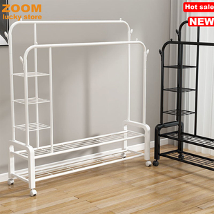 Double Rods Clothes Rack,Clothing Rack Hanging Wardrobe Rack