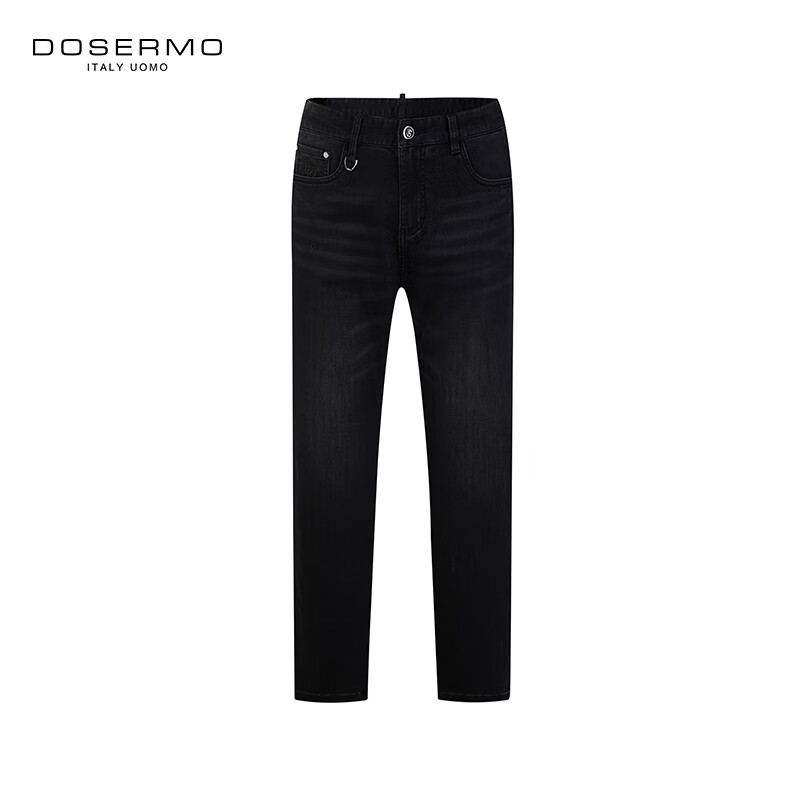 丹西摩(DOSERMO)轻奢男装经典黑色牛仔裤刺绣工艺设计春夏款长
