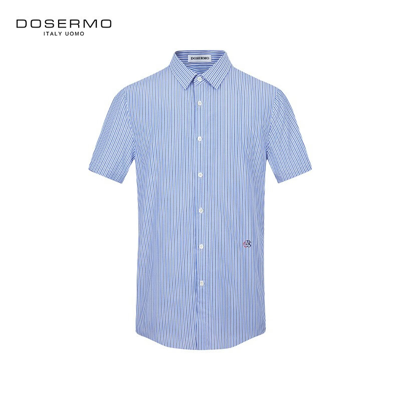 丹西摩(DOSERMO)轻奢男装经典条纹短袖衬衫男士打底上衣