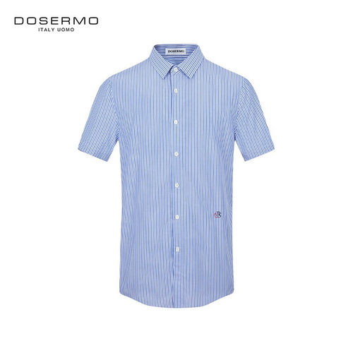 丹西摩（DOSERMO）轻奢男装经典条纹短袖衬衫男士打底上衣