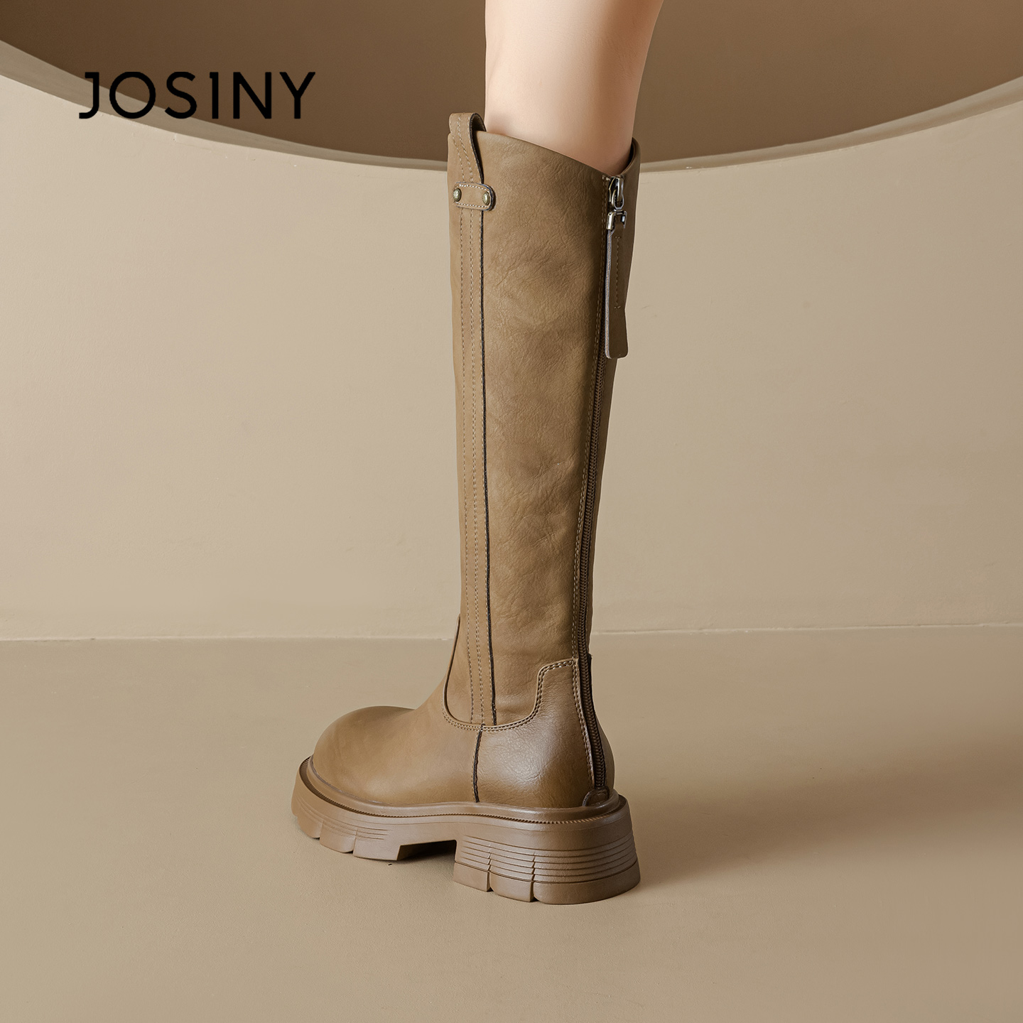 卓诗尼不过膝显瘦厚底骑士靴