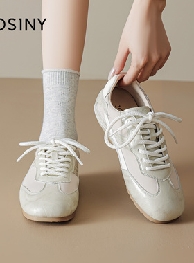 卓诗尼内增高德训鞋女款2025新款春秋时尚百搭复古黄色运动休闲鞋