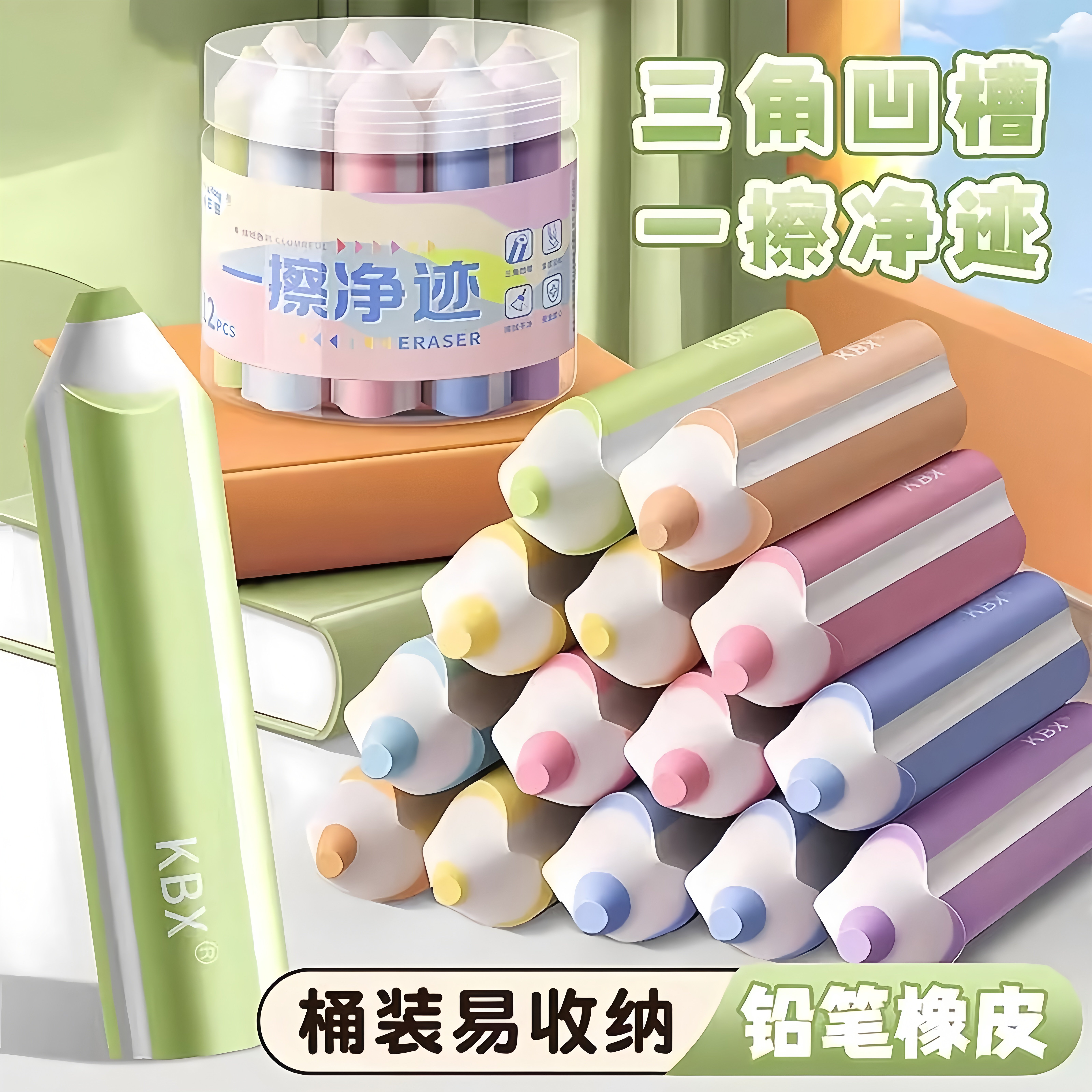 铅笔橡皮擦无屑超干 干净集屑不留痕小学生专用卡通可爱幼儿园儿
