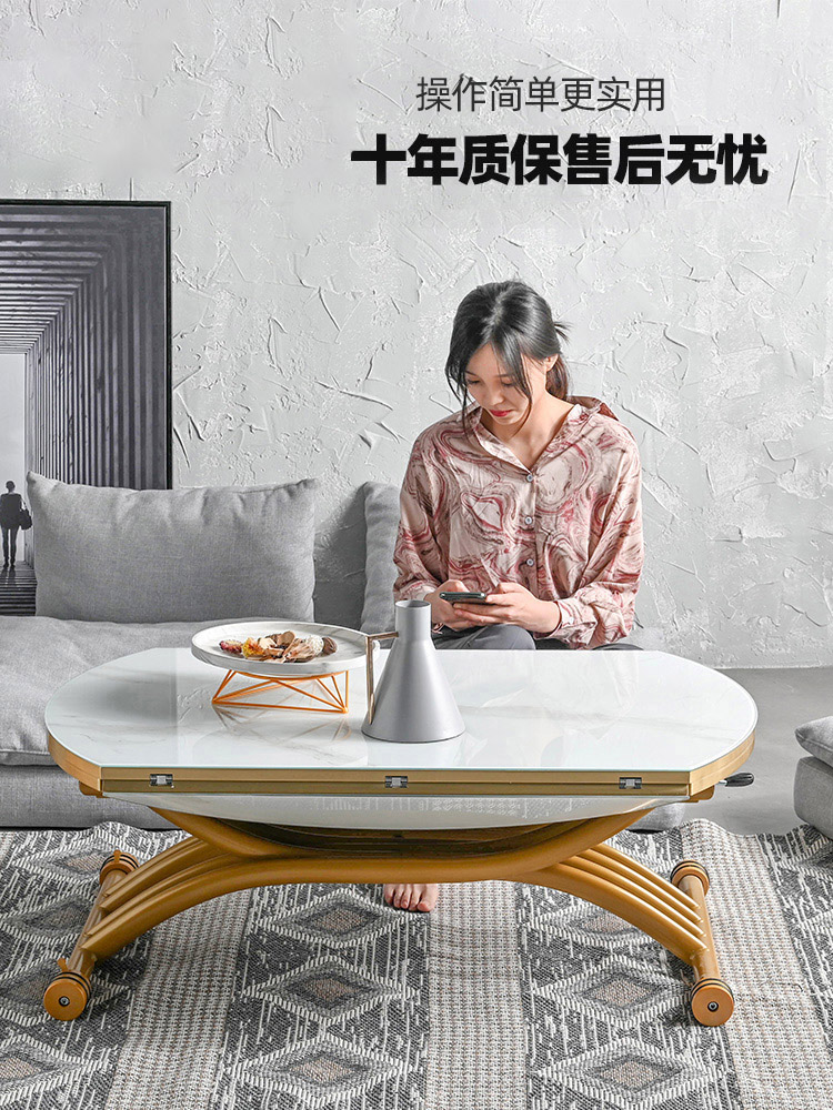 咖啡桌和餐桌两用多功能升降桌简易伸缩小公寓咖啡桌桌可折叠移动