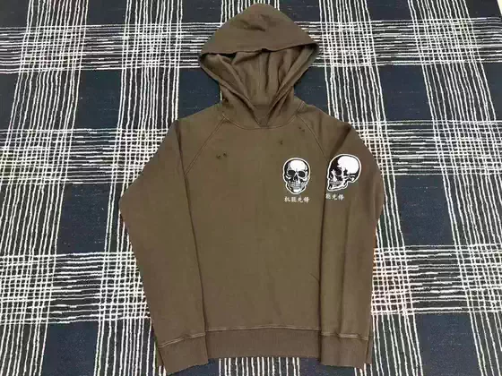 Madebyswag Self-Produced Ss04 Double Skull Hoodie Distressed Pullover Sweatshirt