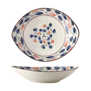 新中式陶瓷沙拉盘子水果盘菜盘小碟子创意餐具菜碟船型餐盘橄榄盘