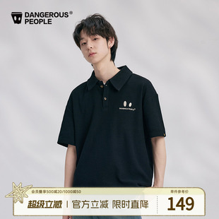 Dangerouspeople薛之谦dsp小眼睛刺绣POLO衫 T恤 休闲百搭宽松短袖