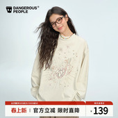 Dangerouspeople薛之谦dsp复古烟花网印潮酷宽松休闲百搭长袖 T恤