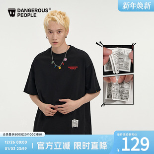 Dangerouspeople薛之谦dsp趣味小漫画短袖 T恤 潮流感宽松百搭半袖