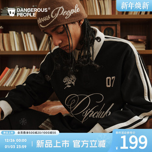 polo衫 Dangerouspeople薛之谦dsp美式 复古运动风撞色刺绣重磅长袖