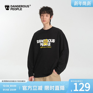 Dangerouspeople薛之谦dsp做旧魔术手小D潮酷情侣宽松百搭长袖 T恤