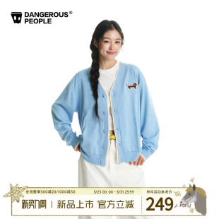 潮上衣 薄款 Dangerouspeople薛之谦dsp腊肠小狗假两件针织开衫 春季