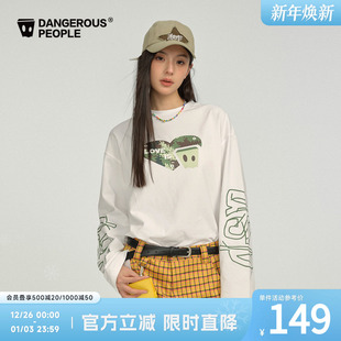 Dangerouspeople薛之谦dsp潮酷桃心印花宽松休闲百搭圆领长袖 T恤