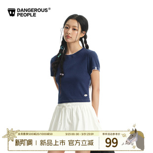 T恤女 潮牌全棉修身 Dangerouspeople薛之谦dsp玫瑰章花边短袖 夏季