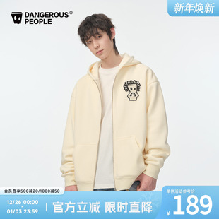 Dangerouspeople薛之谦dsp贴布绣加绒开衫 连帽卫衣简约百搭潮外套