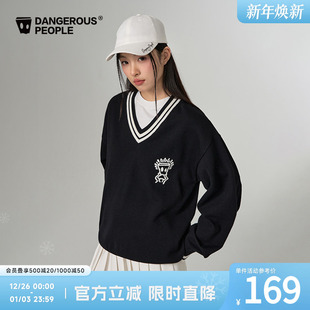 Dangerouspeople薛之谦dsp学院风撞色套头毛衣秋季 休闲百搭针织衫