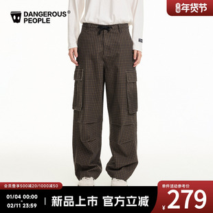 长裤 Dangerouspeople薛之谦dsp复古格子伞兵裤 多口袋宽松阔腿工装