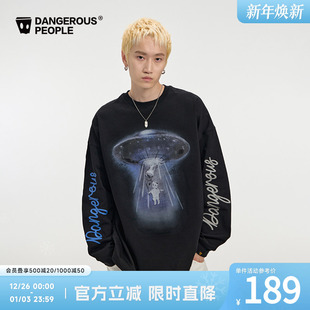 Dangerouspeople薛之谦dsp飞碟小D圆领长袖 T恤宽松潮牌百搭上衣