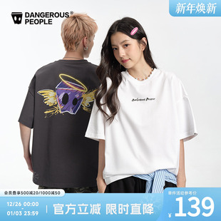 Dangerouspeople薛之谦dsp街头涂鸦天使T恤夏季 潮牌落肩宽松短袖