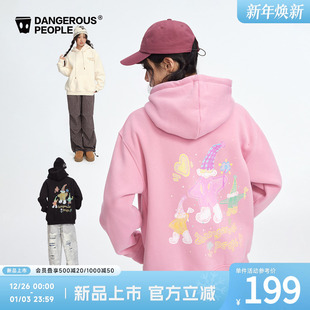 Dangerouspeople薛之谦dsp卡通星星字母加绒卫衣潮牌宽松情侣上衣