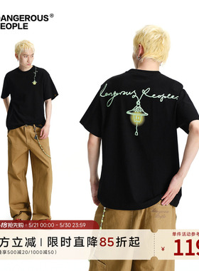 Dangerouspeople薛之谦dsp夜光灯印花短袖潮牌设计感全棉宽松T恤
