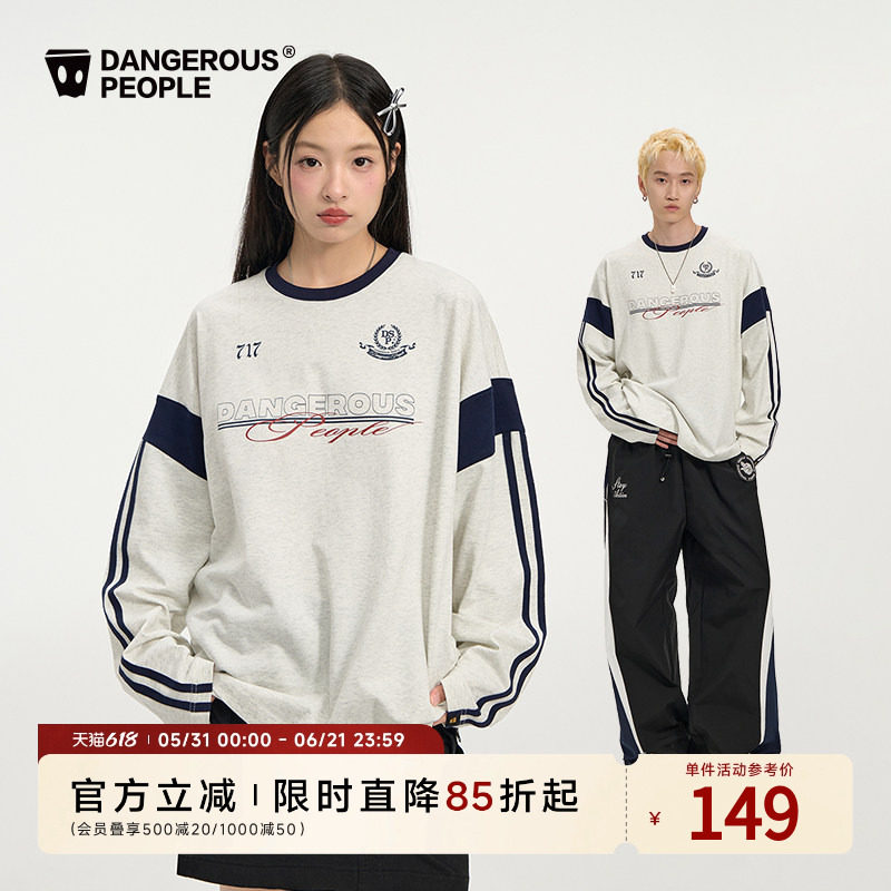 Dangerouspeople薛之谦dsp宽松运动休闲T恤秋季百搭长袖复古球衣