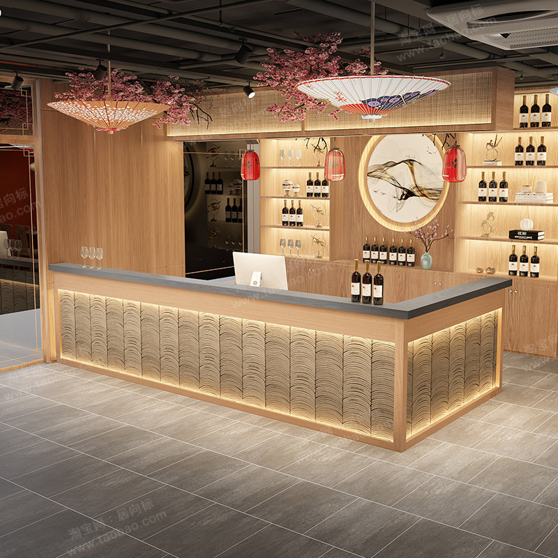 新中式收银台餐饮店吧台