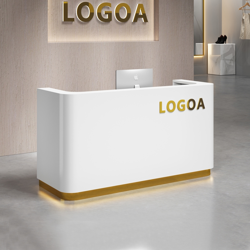 现代简约小型店铺柜台美容院服装店烤漆吧台收银台公司前台接待台