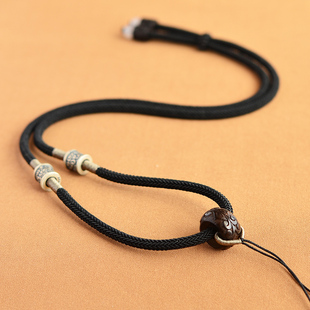 男款高档吊坠绳项链绳玉坠挂绳挂坠绳挂脖子925纯银吊坠线绳高档