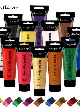 Ginflash 75ml/tube Glitter Metallic Acrylic Paint Pigment Ar