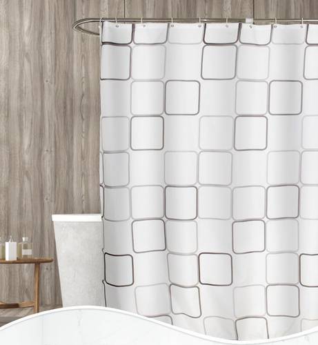 涤纶防水防霉加厚浴帘浴帘布黑白大方格卫生间浴室帘子隔断帘浴帘