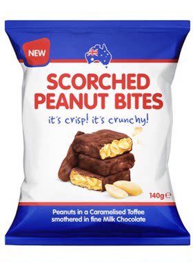 澳洲代购直邮Cooks Bites Scorched Peanut花生糖夹心巧克力 140g