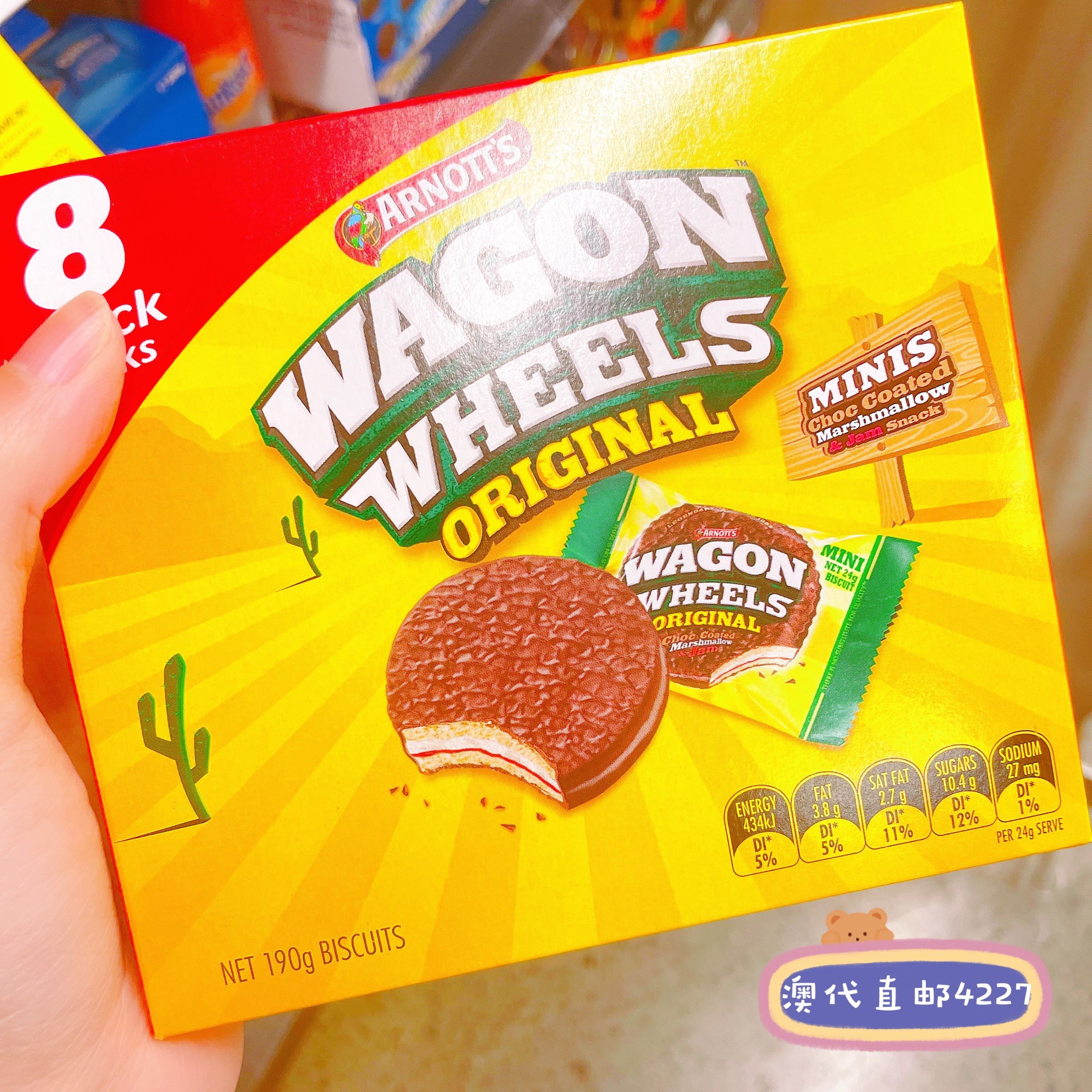 澳洲代购直邮雅乐思Wagon Wheels棉花糖夹心巧克力派190g进口食品