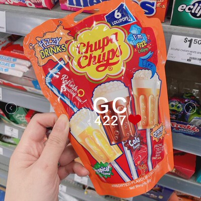 澳洲代购Chupa Chups珍宝珠汽水杯棒棒糖可乐橙子杂果味6个装