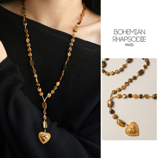 【25秋冬新品】Bohemian Rhapsodie 虎眼石Y字链爱心吊坠毛衣链